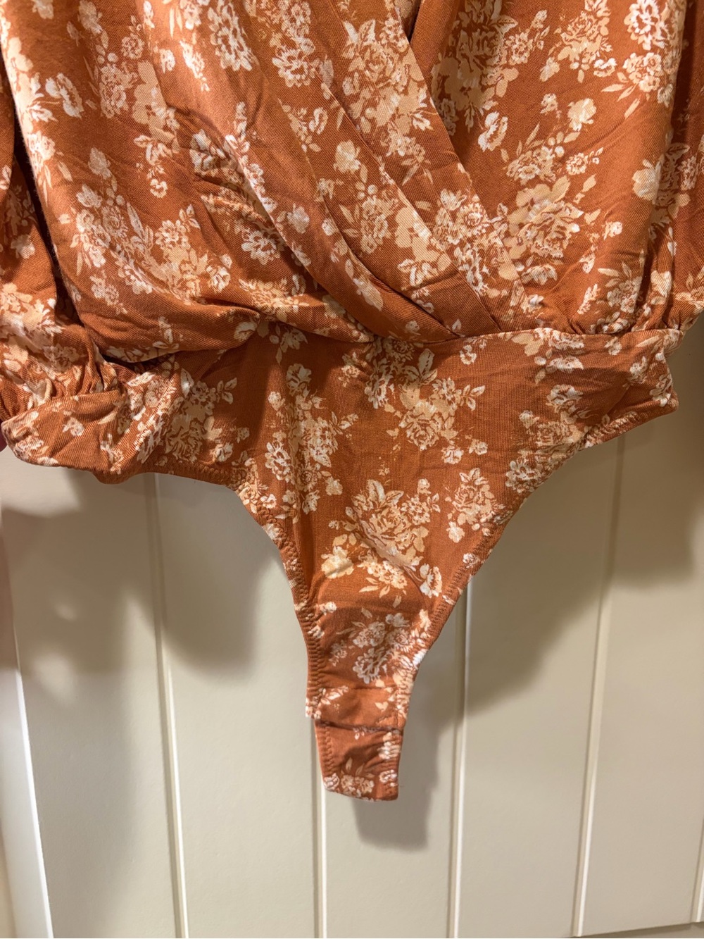 Free People Floral Wrap Long-Sleeve Bodysuit in Rust - Picture 7 of 7